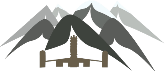 Illustration of mountains and totem poles